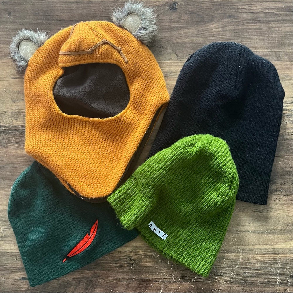 Lot of Knit Hat Beanies Disney Parks Ewok Peter Pan Neff Black Disneybound